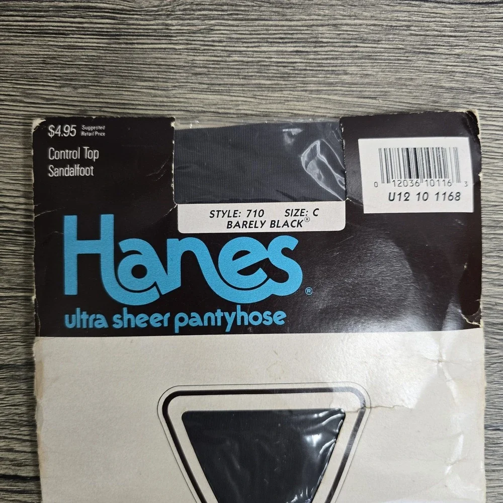 Vintage Contril TOP SANDALFOOT Pantyhose Color Barely‎ Black, Size C Style 710